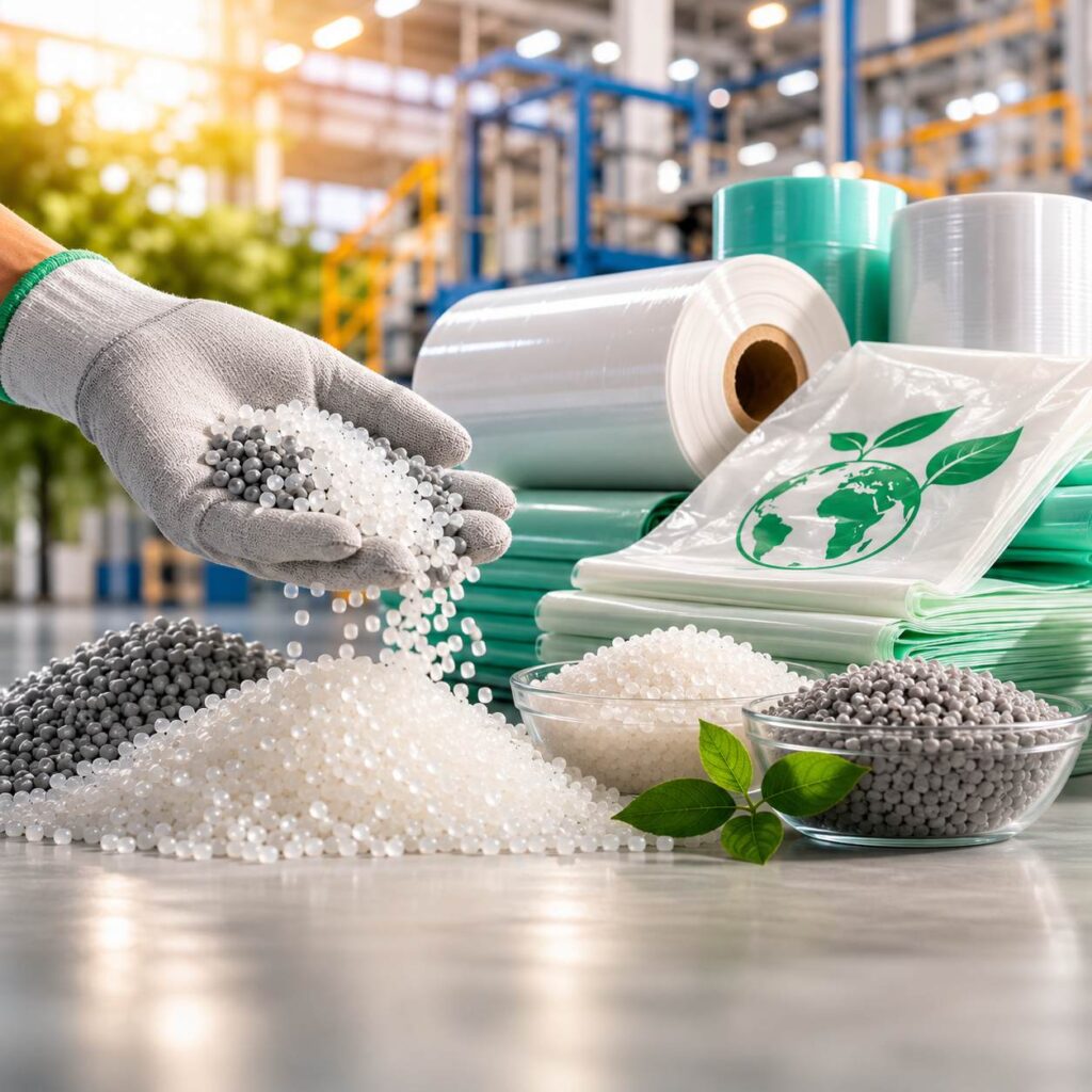 Nguyên liệu sản xuất bao bì PE đạt tiêu chuẩn xuất khẩu tại DTI Plastic