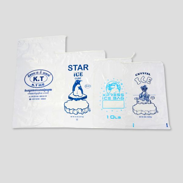 Túi nước đá LDPE rút dây chịu lực cao, chống rò rỉ và bảo quản đá viên hiệu quả